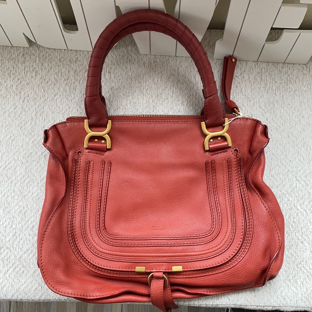 Chloe Marcie handbag in tan/brass/faded rose - Picture 11 of 16